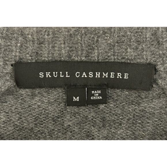 SKULL CASHMERE Women’s 100% Cashmere Skull Graphic Pullover Sweater V-Neck Med - Picture 4 of 5
